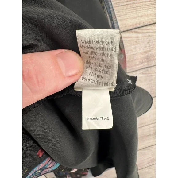 Disney Lauren Conrad Floral Semi Sheer Lined‎ Dress Women's 10 Black/Blue/Red - Picture 13 of 13